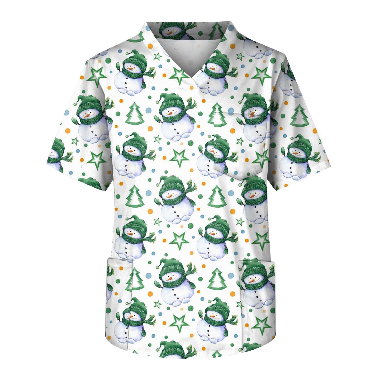 

Мужской топ с короткими рукавами и V-образным вырезом с рождественским принтом и нагрудным карманом XL зелёный