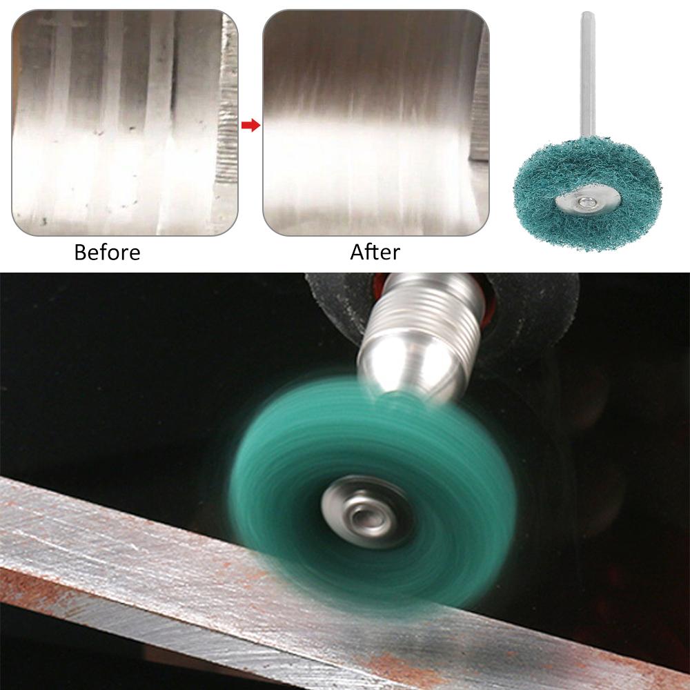 50Pcs Scouring Pad Brush Nylon Abrasive Brush Fiber Grinding Sanding Head Buffing Polishing Wheel for Dremel Accessories Tools