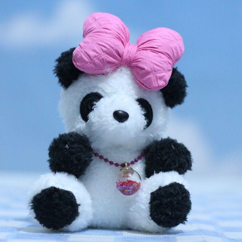 Adorable Cute Plush Panda Keychain Toy Soft Pp Cotton Stuffed Animal Decor