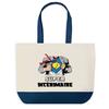 Tote bag - PLANETEE - Super Intérimaire - fond bleu - coton 40 x 45 cm - grand format