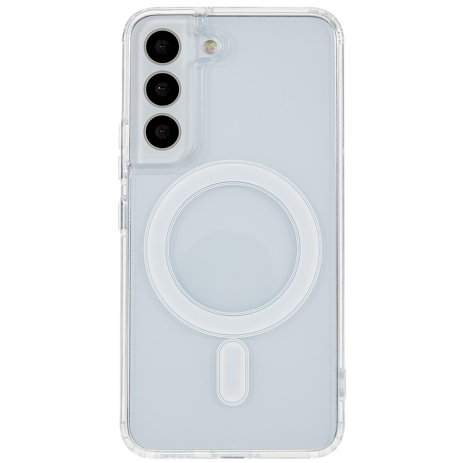 

For Samsung Galaxy S22 5G Clear Magnetic Case Anti-Scratch Acrylic Back TPU Border Protective Cover A
