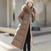Down Jacket Women's Winter Long Cotton-padded Over The Knee Korean Loose Thickened Solid Color Padded Jacket