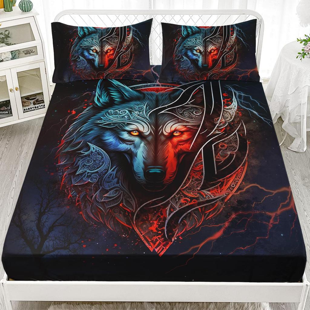Purple Starry Night Galaxy Sheet Three-Piece Digital Printing Couple Outdoor Wolf Sheet Bedding