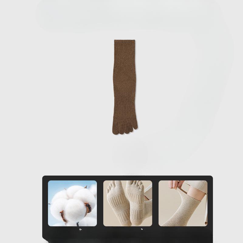 Five-fingered Socks for Men, Massage Soles, Spring and Autumn Mid-calf Socks, Antibacterial and Anti-foot Odor Toe Socks, Men's Long Socks