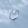 Moonstone Fishtail Diamond-Inlaid Open Ring - Korean Fashion Ins Style
