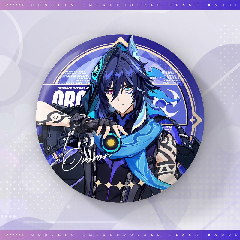 75MM Game Genshin Impact-3 Round Badge Anime Brooch Pin Cosplay Hu Tao Cartoon Figure Clothing Backpack Accessories Fans Gifts