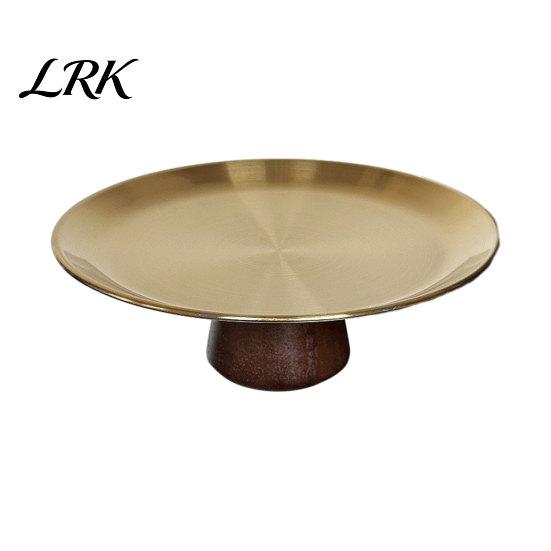 Stylish Dessert Dish Stainless Steel Fruit Plate for Kitchen Counter, Modern Pedestal Serving Elegant Tray, Multi-use Platter Dining Table Home Decor