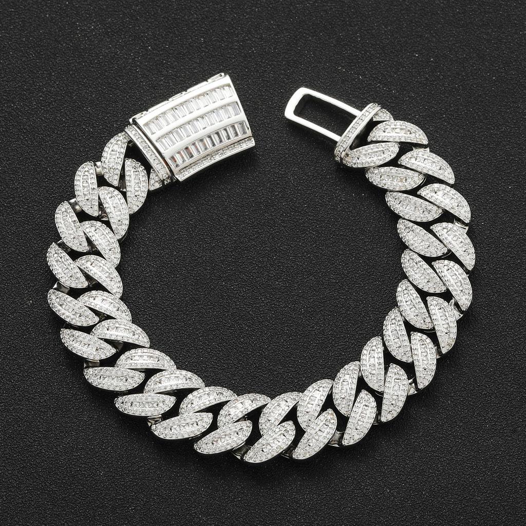 Hip Hop Bracelet 15mm Mixed Set T Square Zircon Cuban Chain Men's Niche Bracelet