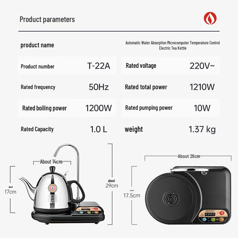 KAMJOVE Automatic Water Pumping Stainless Steel Teapot Kettle