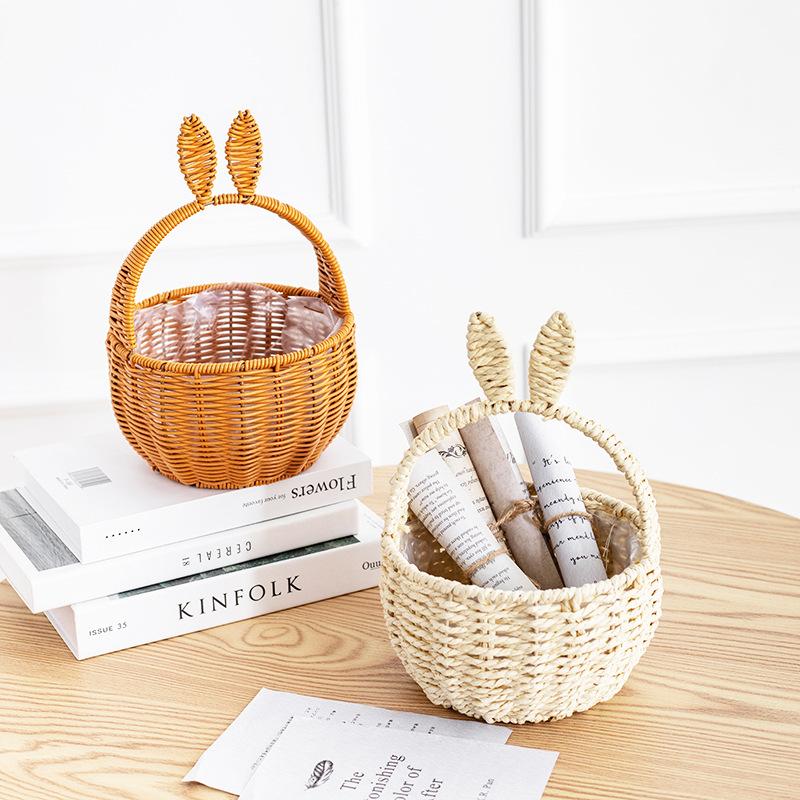 Large Cartoon Rabbit Ear Storage Basket Multifunction Organizer Bin for Laundry Easter Egg Gathering and Toy Room