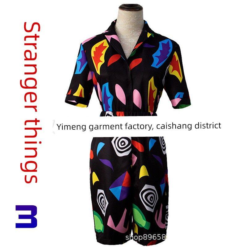 Stranger Things Season 3 Cosplay Costume Printed Women s New Short-Sleeved Dress Stranger Things 3 [Top + Shorts] XS