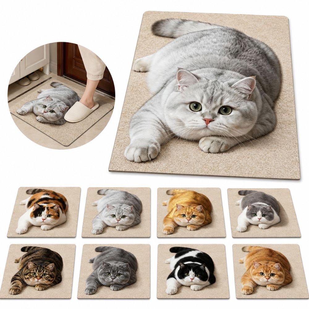 40×60CM Bathroom Carpet Realistic Bedroom Door Rug Cute 3D Cat Floor Mat Home Decor