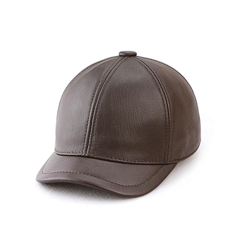 Herren Baseballkappe mit kurzem Schirm aus echtem Leder - Trendiger Herbst- & Winterstil für mittleres und älteres Alter.