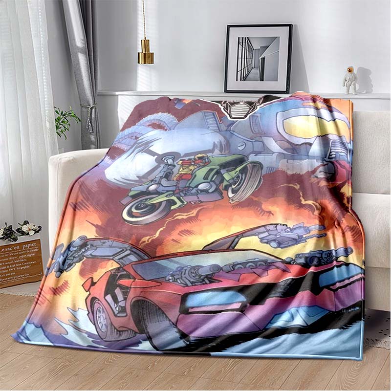 M.A.S.K. Retro 80s Cartoon Flannel Blanket, Soft Warm Throw Blanket for Bed Sofa, Vintage Action Series Bedding for Kids Adults