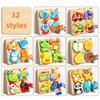Montessori Cartoon 3D Wooden Puzzle Animal Traffic Jigsaw Toys for Kids Early Learning Educational Cognitive Game Children Gifts