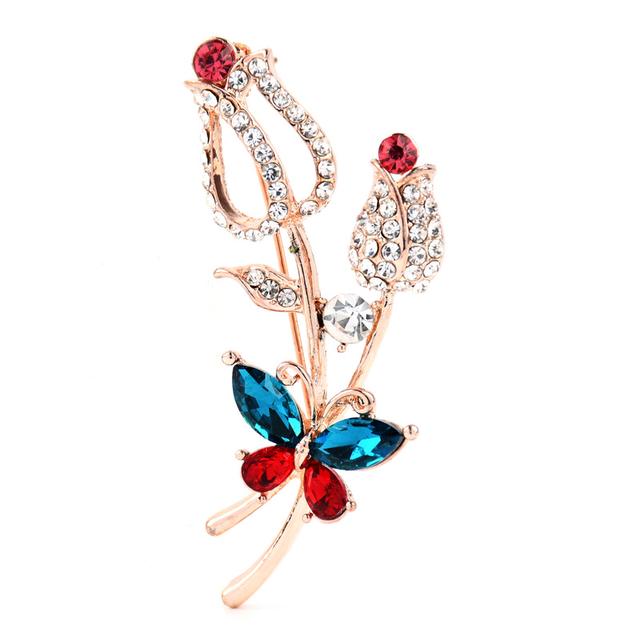 

Rhinestone Multicolour Butterfly Tulip Pin Brooch High End 2 Color Office Celebration Gathering Brooches Pin Jewelry Women Giveaway GiftsLuxury