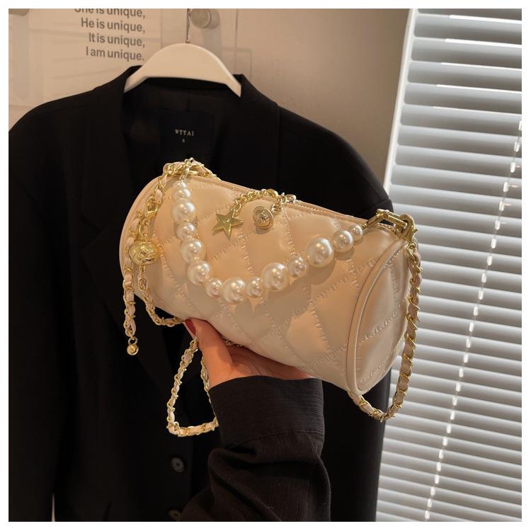 Premium Bag Women's Spring and Summer 2025 New Fashion Diamond Chain Messenger Bag Women's Cylinder Bag
