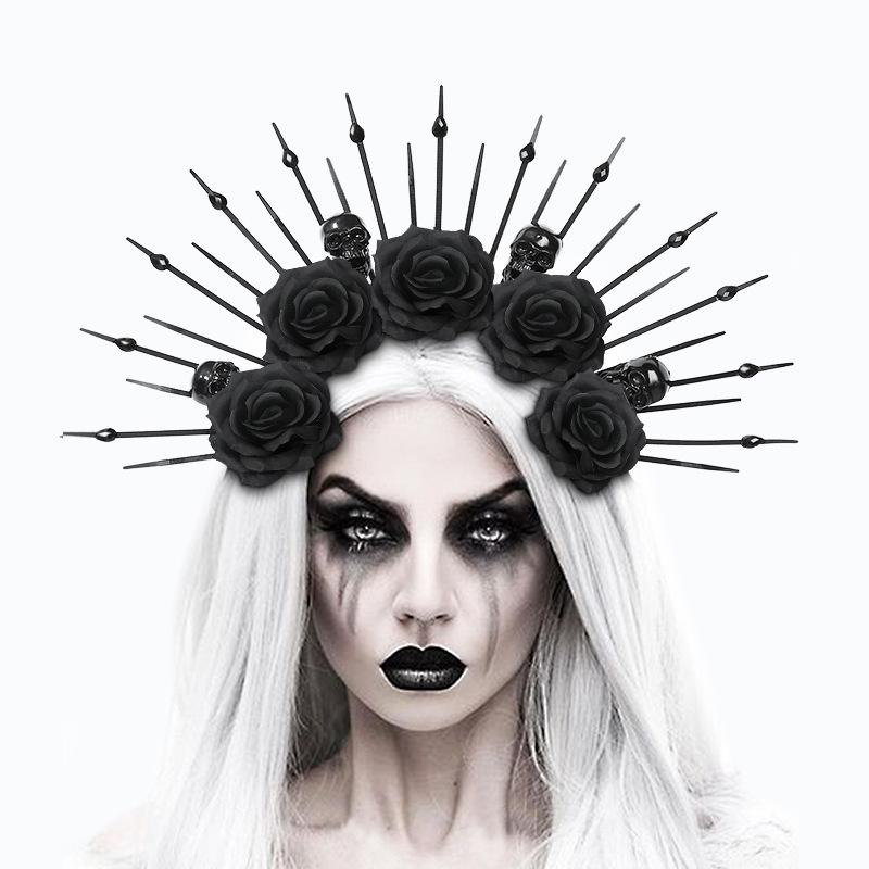 Halloween, Cinta para la Cabeza con Corbata de Calavera, Disfraces, Accesorios, Accesorios para el Cabello de Reina Gótica, Cosplay de Fiesta, Accesorios de Decoración para Fiestas