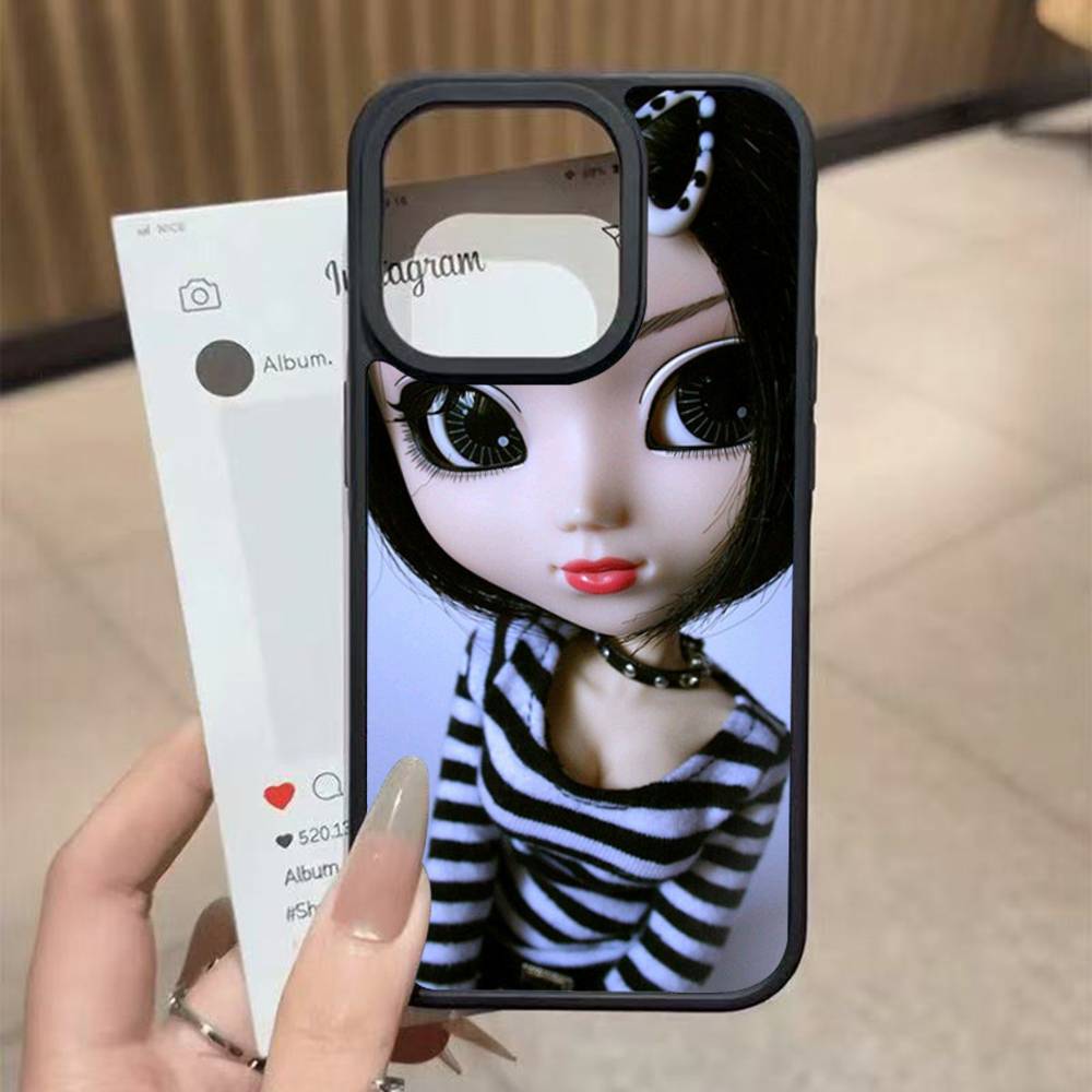 Japanese Korean Retro Doll Dark Baby Artist Black Hard Plastic Phone Case For Iphone 17 Air 16 15 14 13 12 11 Pro Max PC TPU
