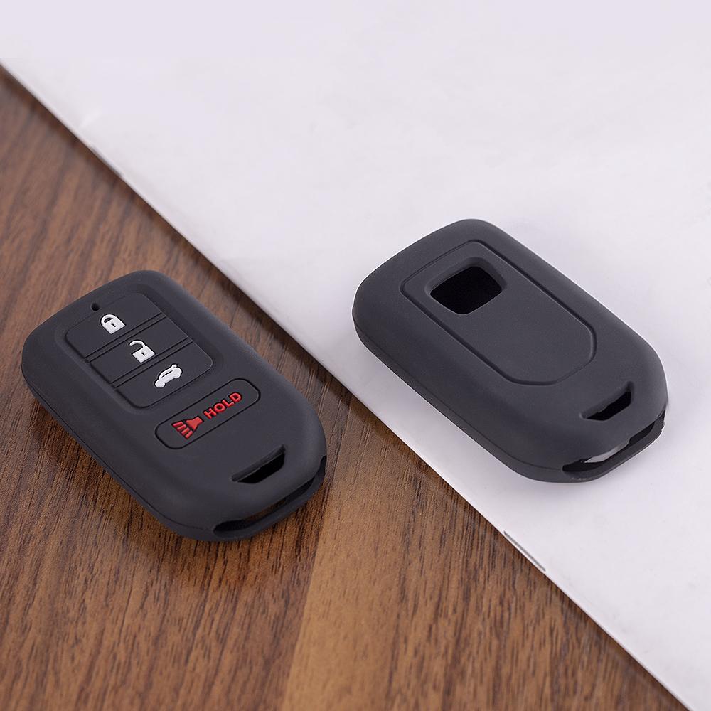 1 PC Black 4 Button Silicone Car Key Case Cover for Honda Accord EX EXL Civic Crv Hrv Pilot Ridgeline 2016 -2018 Pocketor