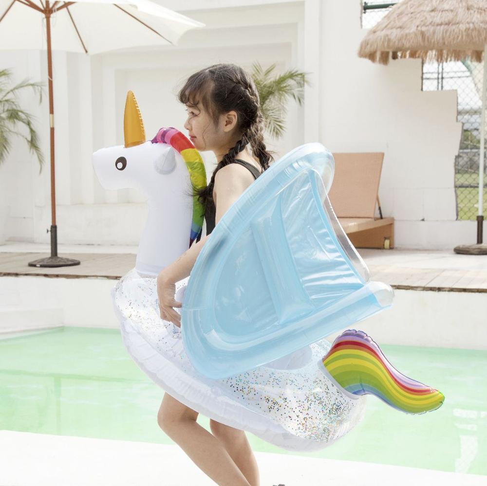 Multi Inflatable Floting Row Baby Infant Float Pool Swimming Ring with Sunshade Floating Seat Beach Party Pool Piscina