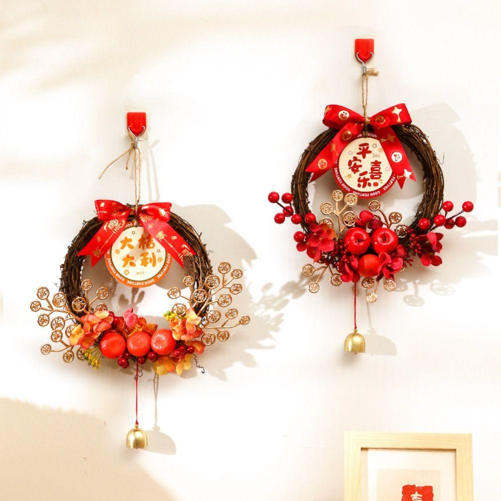 Traditional Chinese New Year Wreath Exquisite Hanging Wreath Farmhouse Style