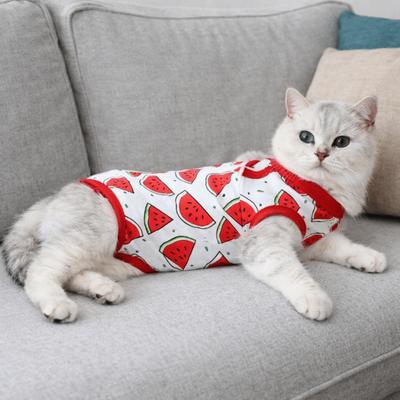 Fruit Printed Cat Recovery Clothing High Elasticity Breathable Cat Sterilization Suit Soft Comfortable Pet Weaning Suit