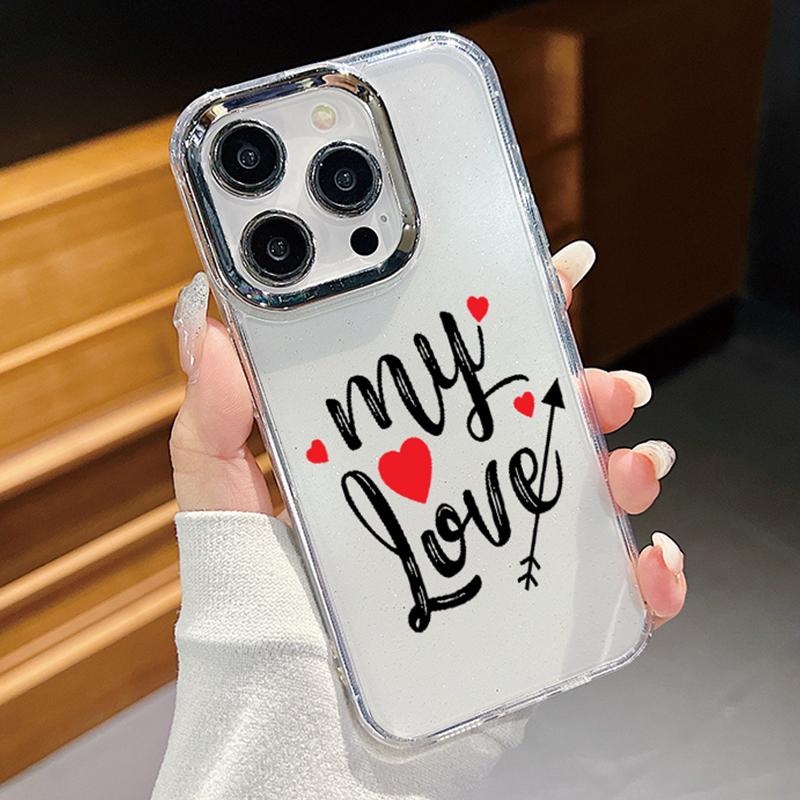 

Модный красочный прозрачный чехол с принтом сердец любви для iPhone 16 Pro Max 15 Plus 14 Pro 13 12 11, защитный чехол для линз из мягкого ТПУ, противоударный чехол iPhone 11