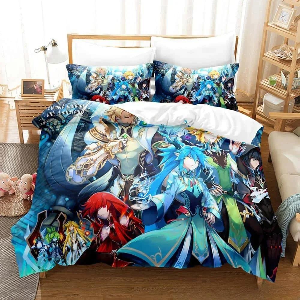3D Print Anime Elsword Bedding Set Single Twin Full Queen King Size Bed Set Adult Kid Bedroom Duvet cover Sets For Home Textiles