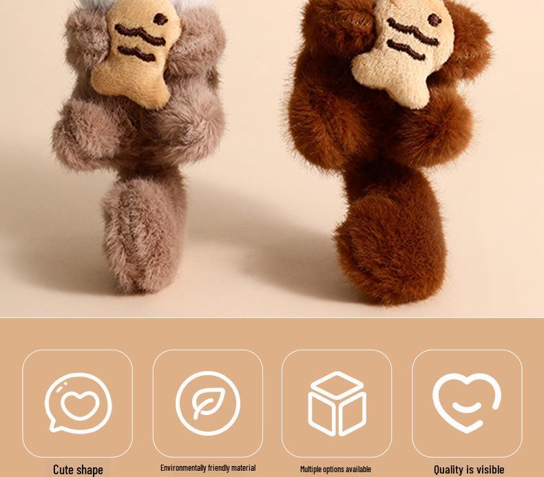 Pingente Chaveiro Fofo de Lontra Marinha de Pelúcia Desenho Animado - Charme de Bolsa Boneca Criativa Presente