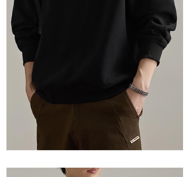 Men's American Style Heavyweight Crewneck Sweatshirt - New Autumn Arrival, Trendy, Loose, Solid Color, Versatile Casual Base Layer.