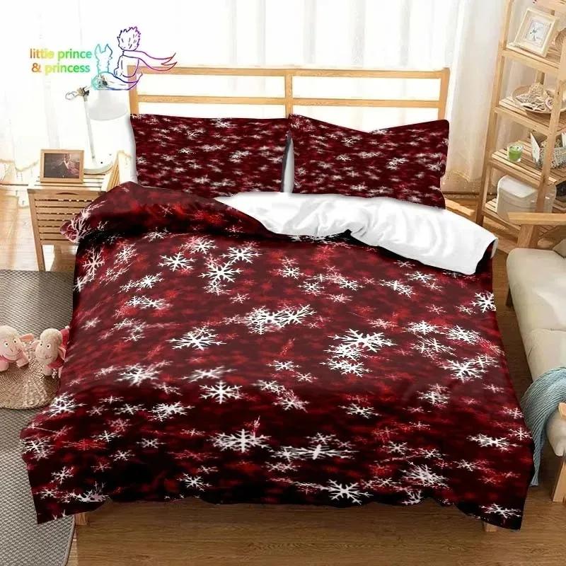 Christmas Snow Pattern With Text Bedding Set Single Twin Full Queen King Size Bed Set Aldult Boys Bedroom 3D Print