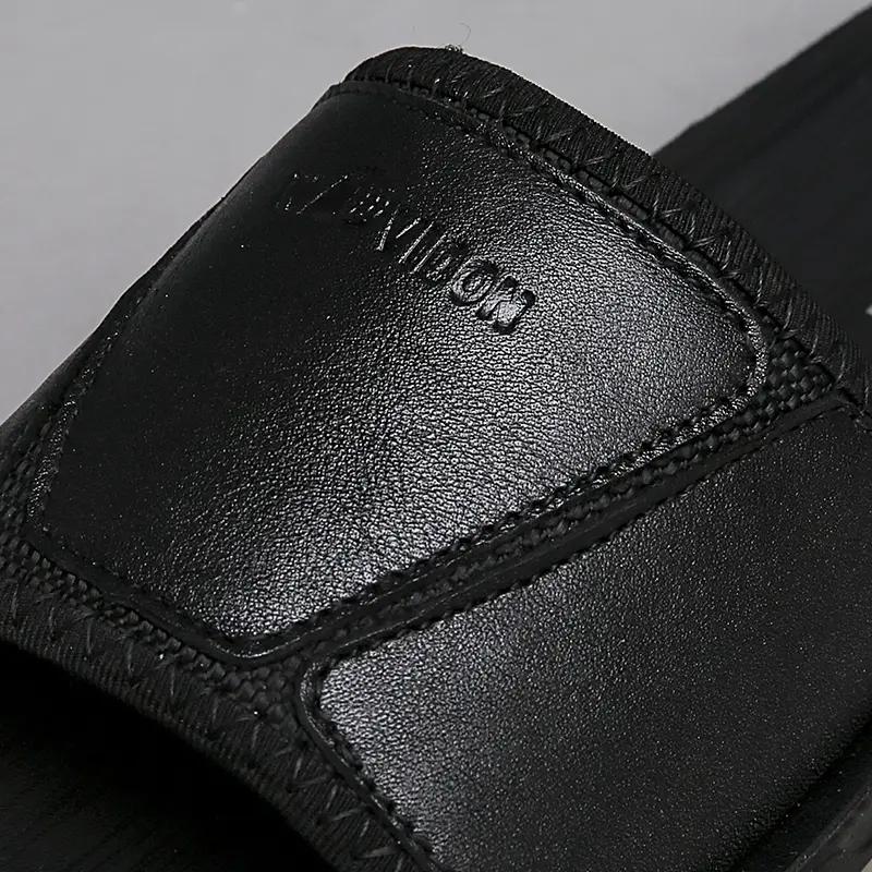 Men's Slippers Leather Summer Outside Men Sandals Lightweight Soft Sole Beach Slippers Casual Slide Mens Shoes Big Size