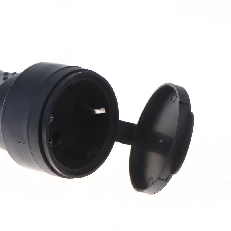 1Pcs Electrial Grounded European Connector With Cover Eu Rubber Waterproof Socket Plug Ip54 For Diy Power Cable Cord 16A 250V