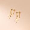 Beautiful Elegant Solid 925 Sterling Silver Cross Tassel Chain Stud Earrings for Women Jewelry