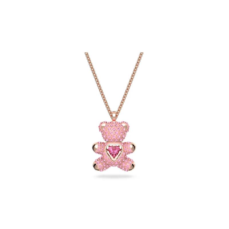 Swarovski Teddy Series Bright Teddy Bear Heartbeat Bear Crystal Metal Zirconia Necklace Women s Rose Gold 5642976
