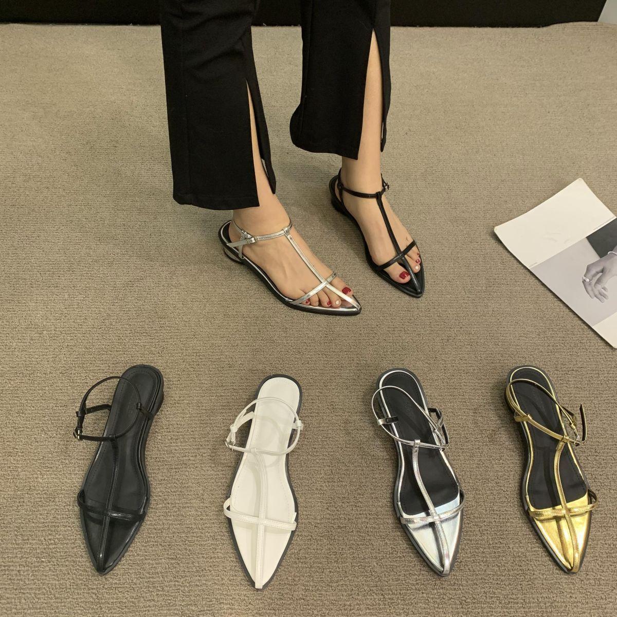 

2025 лето новые персонализированные туфли-босоножки с острым носком, крестообразными тонкими ремешками и ремешком на щиколотке с пряжкой, на цилиндрическом маленьком толстом каблуке, женская обувь 39 чёрный