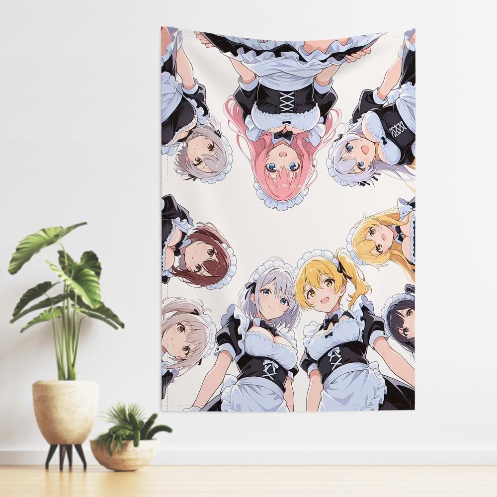 Maid Girl Cute Anime Tapestry Room Decor Wall Cloth Party Hanging Background Room Decor Baby Room
