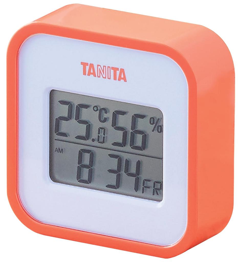 Tanita Teplota a s OR Thermo-Hygrometrem, Vlhkost, Digitální, Nástěnný, Hodiny, Stolní, Magnetický, Oranžový, TT-558