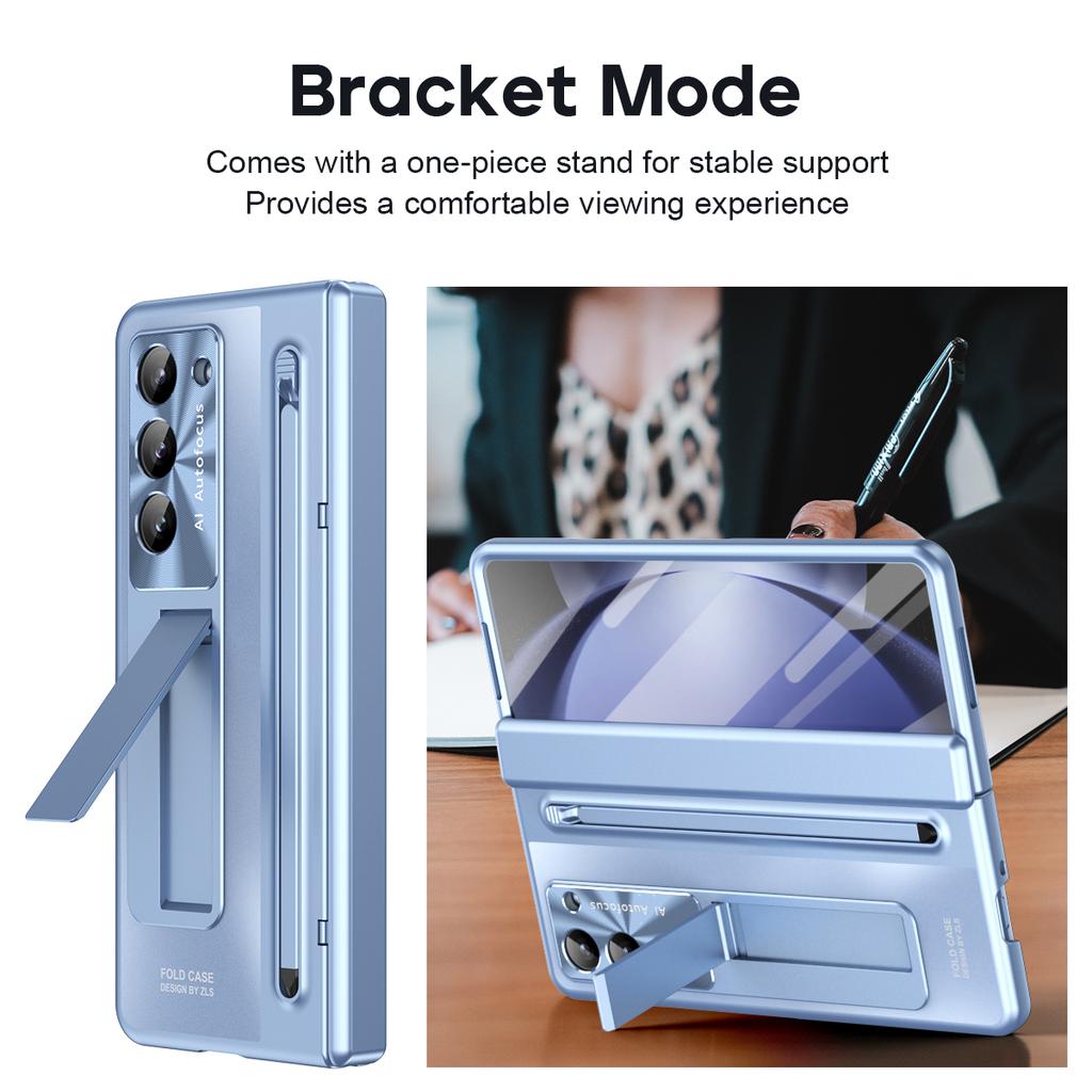 Etui ze stojakiem na zawiasy PC na telefon Samsung Galaxy Z Fold6 5G z folią ze szkła hartowanego/rysikiem