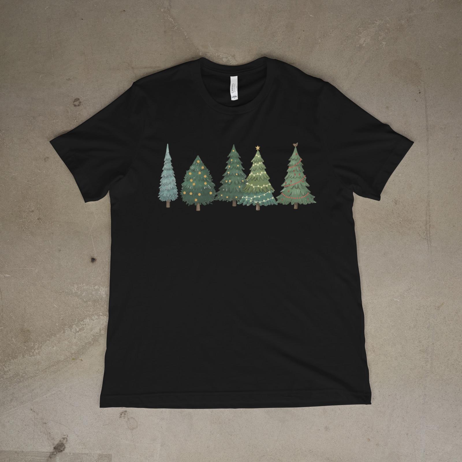Minimalist Christmas Trees Shirt, Vintage Winter Forest Holiday Tee S