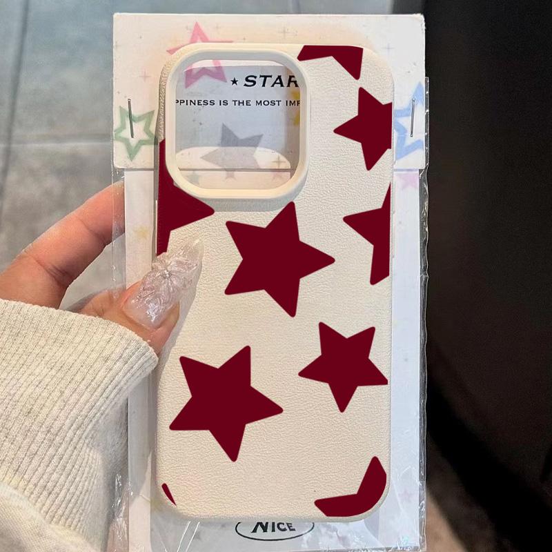 Fashion Red Star Pattern Phone Case For IPhone 17 16 15 14 Plus 13 12 11 Pro Max Case 16E 17Air Shockproof Soft Silicone Cover