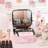 PU Leather Waterproof Multifunctional Cosmetic Storage Case With Mirror Lipstick Jewelry Make-Up Brush Organize Deposit Box
