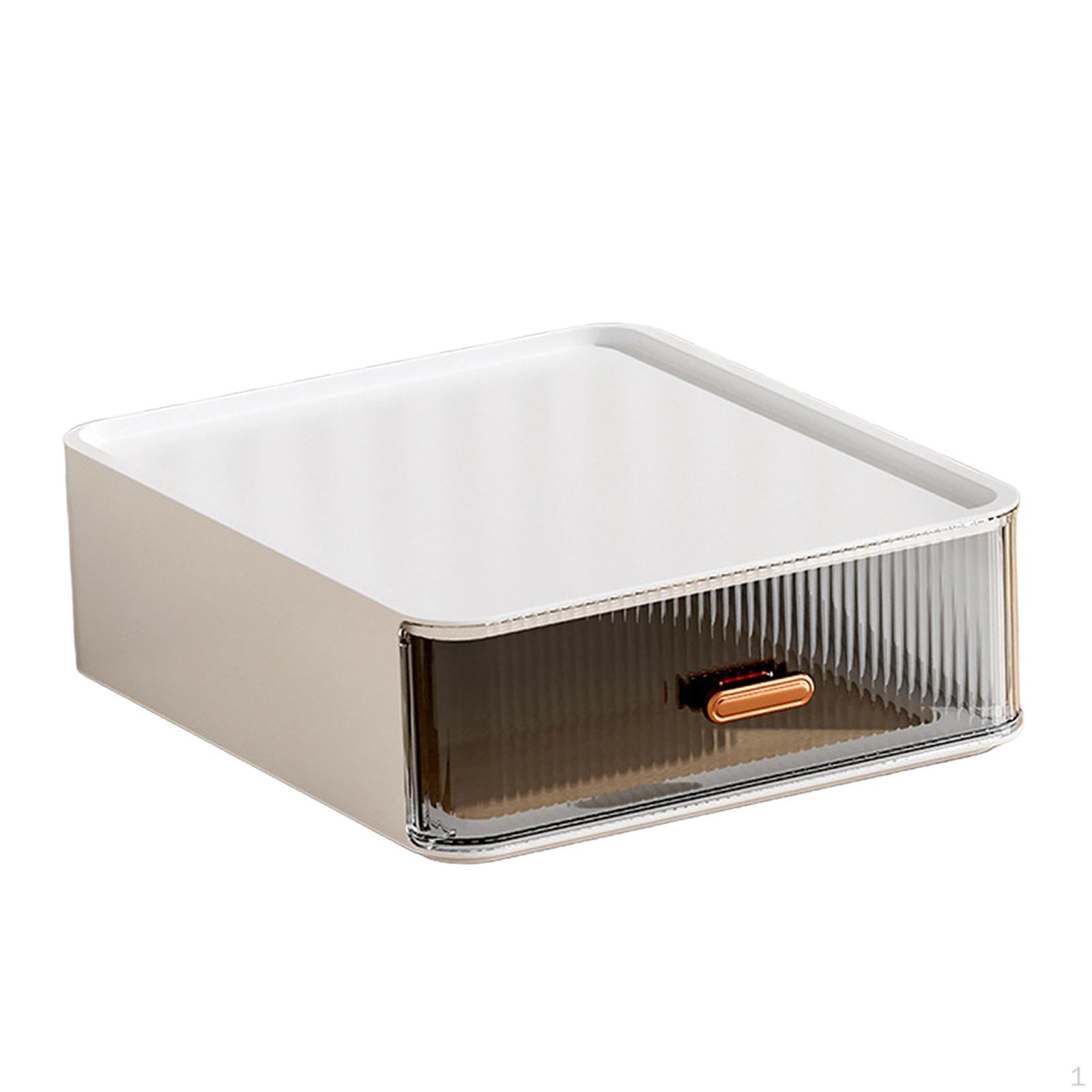 Cosmetic Desktop Organizer, Large Capacity Storage Display Box Portable Bathroom Organizer White