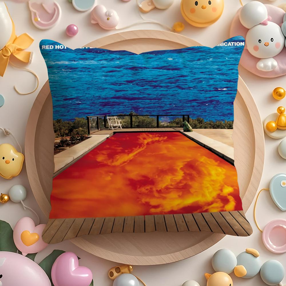 Red Hot Chili P-Peppers Band Cushion Cover Plush Fabric Soft Double-Sided Printed Sofa Pillow Case Colorfast Home Decor Gift