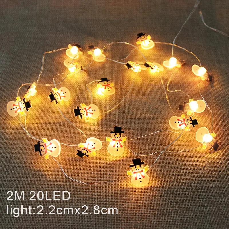 2M Fairy String Lights Santa Claus Snowman LED Garland String Lights Bedroom Garden Decorations 2025 Merry Christmas Supplies