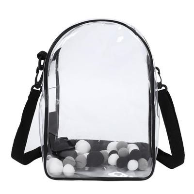 Harugio Plush Pouch Shoulder Bag, Chibi Plush Toy, Plush Toy, Oshikatsu, Carrying, Transparent, Ita Bag, Simple Design (Black, 24cm)