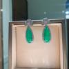 New Simulation Paraiba Necklace Ear Hanging Emerald Pear Shaped Banquet Jewelry Set 8X20