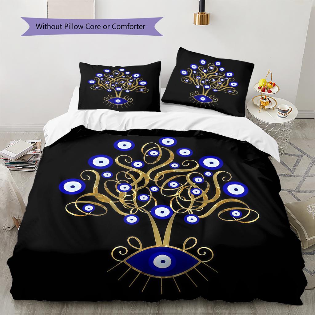 Nazar Boncuğu Pattern Bedding,Quilt Set Quilt Cover Pillowcase Home Birthday Gift (1 * duvet cover + 2 * pillowcase, without core)