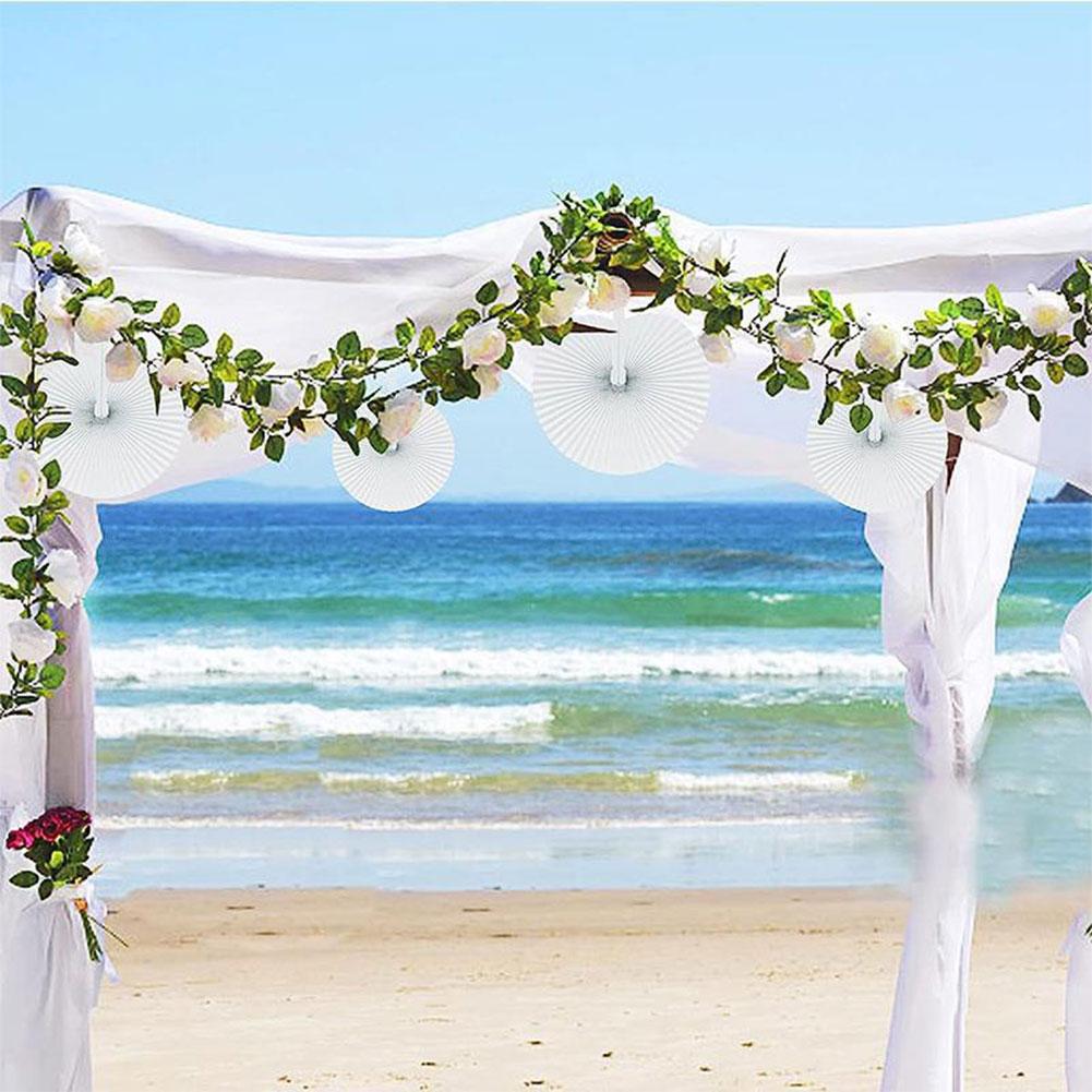 Round Shaped DIY Painting Fan with Plastic Handle Folded Fan Blank Paper Fan for Home Dancing Party Wedding Decoration